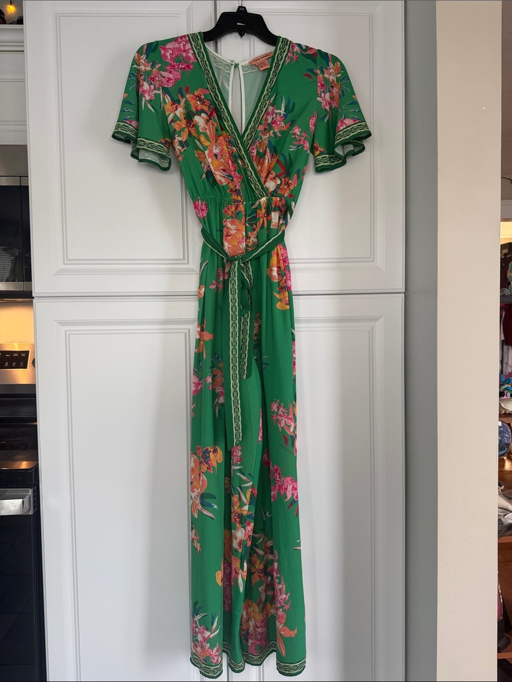 Flying Tomato Green Floral Wrap Jumpsuit